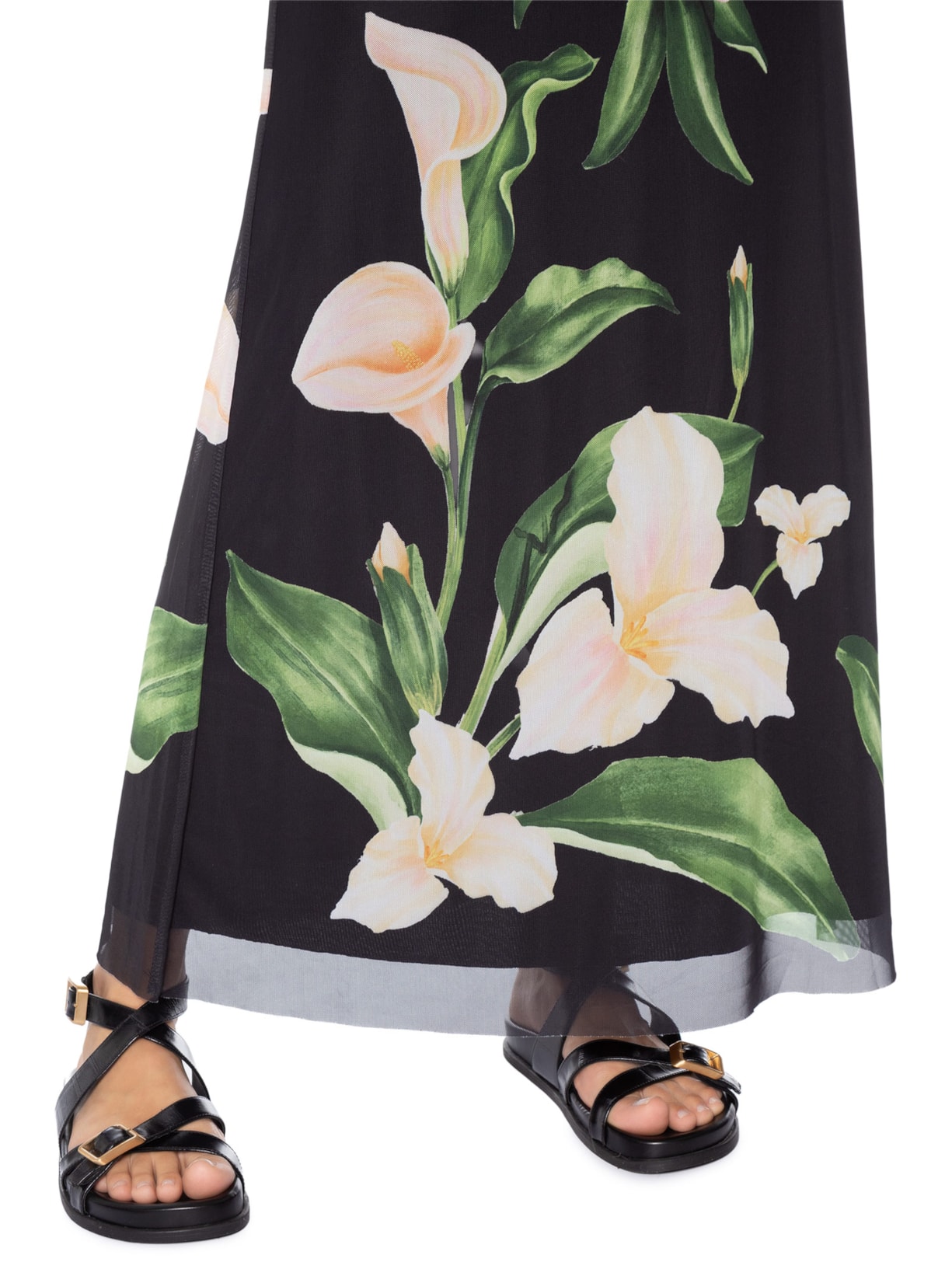Vestido Tule Ombro Só Céu De Flor Preto Farm