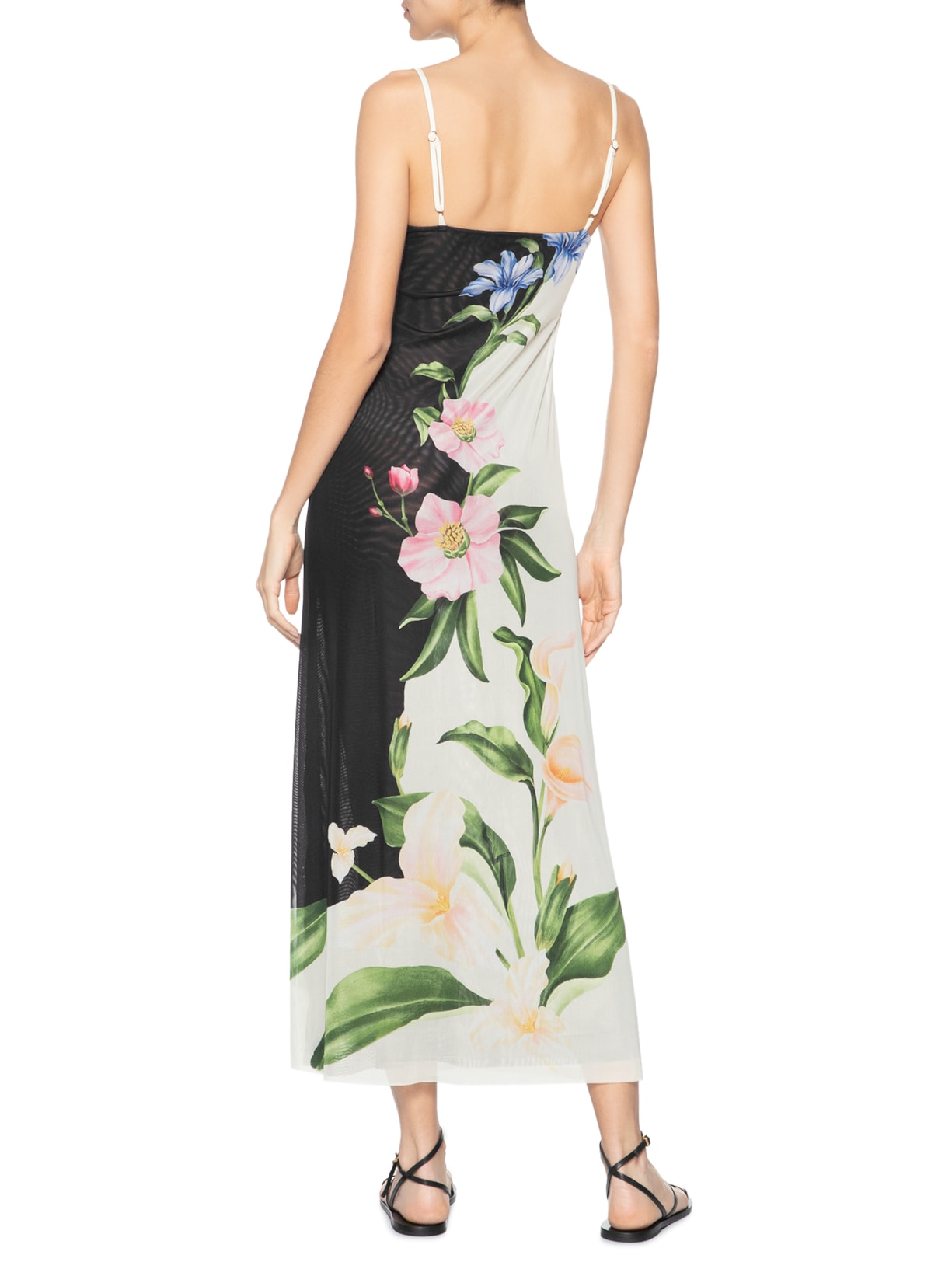 Vestido Tule Ombro Só Céu De Flor Preto Farm