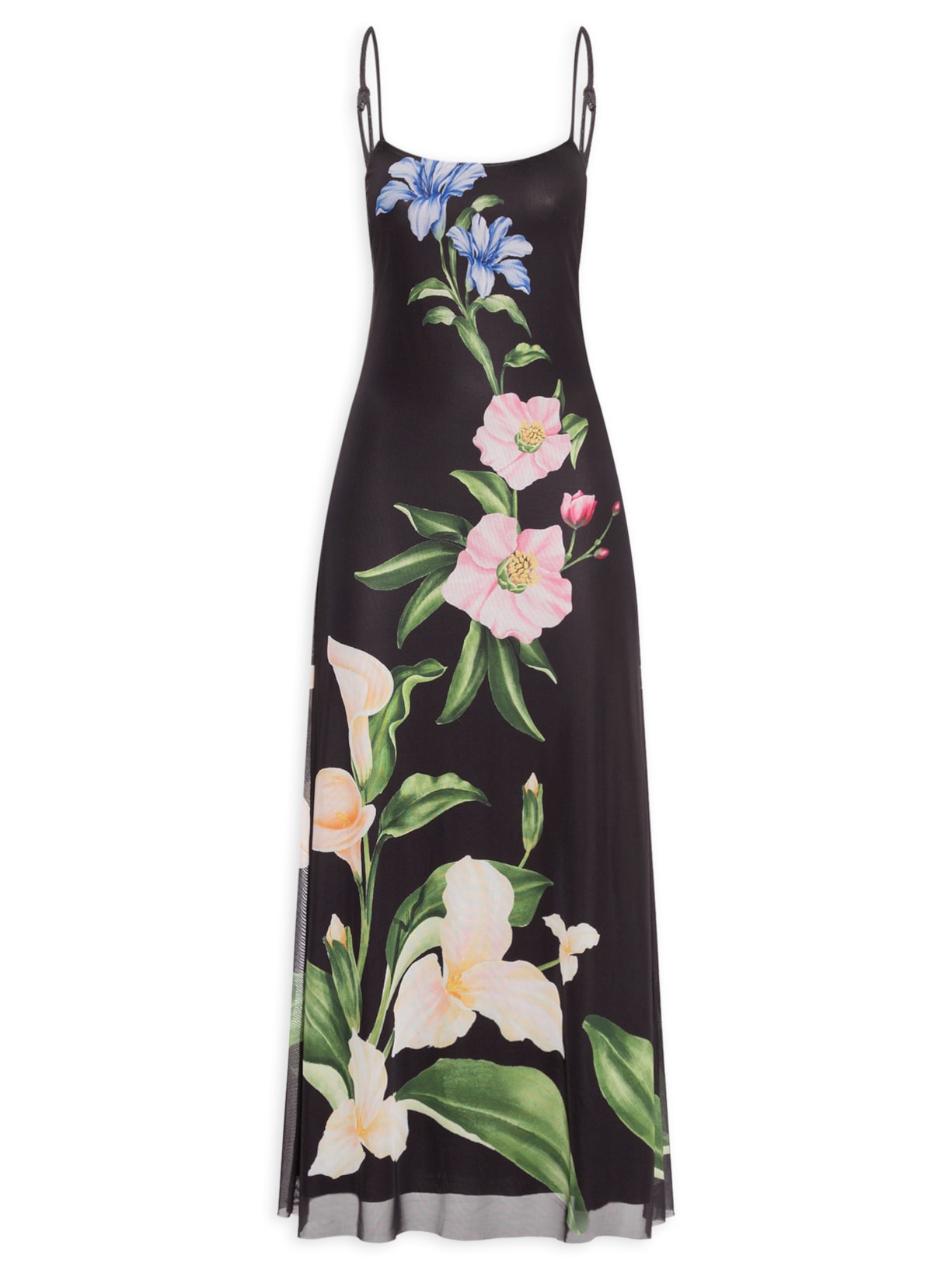 Vestido Tule Ombro Só Céu De Flor - Preto