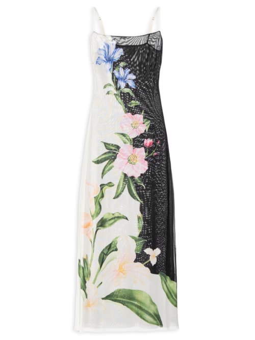 Vestido Tule Ombro Só Céu De Flor - Preto