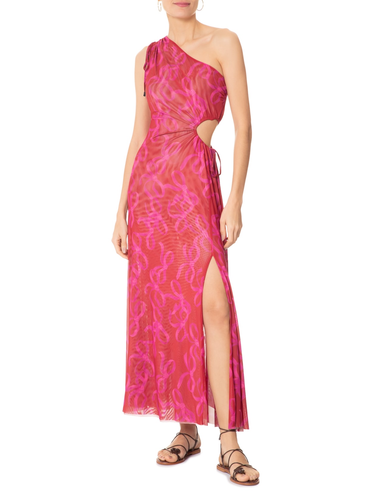 Vestido Tule Ombro Só Laços Vermelho Farm