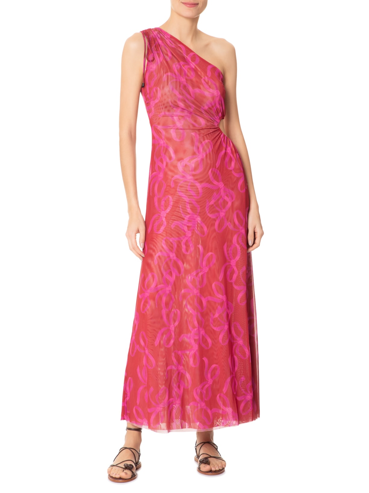 Vestido Tule Ombro Só Laços Vermelho Farm