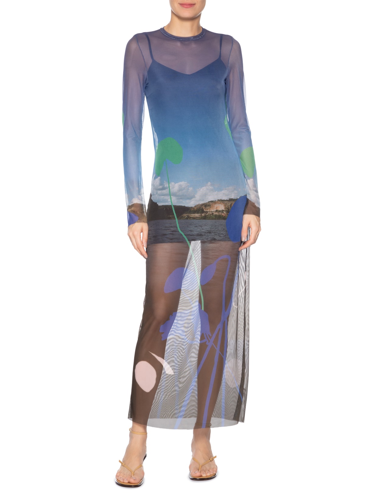 Vestido Tule Paisagem Azul Animale