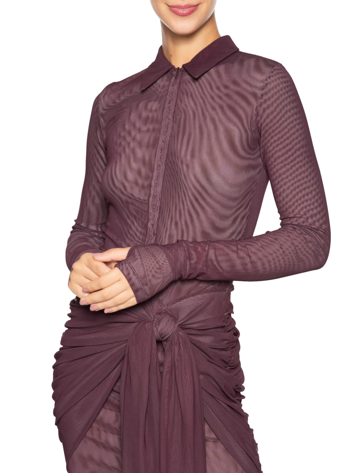 Vestido Tule Polo Amarração Roxo Farm