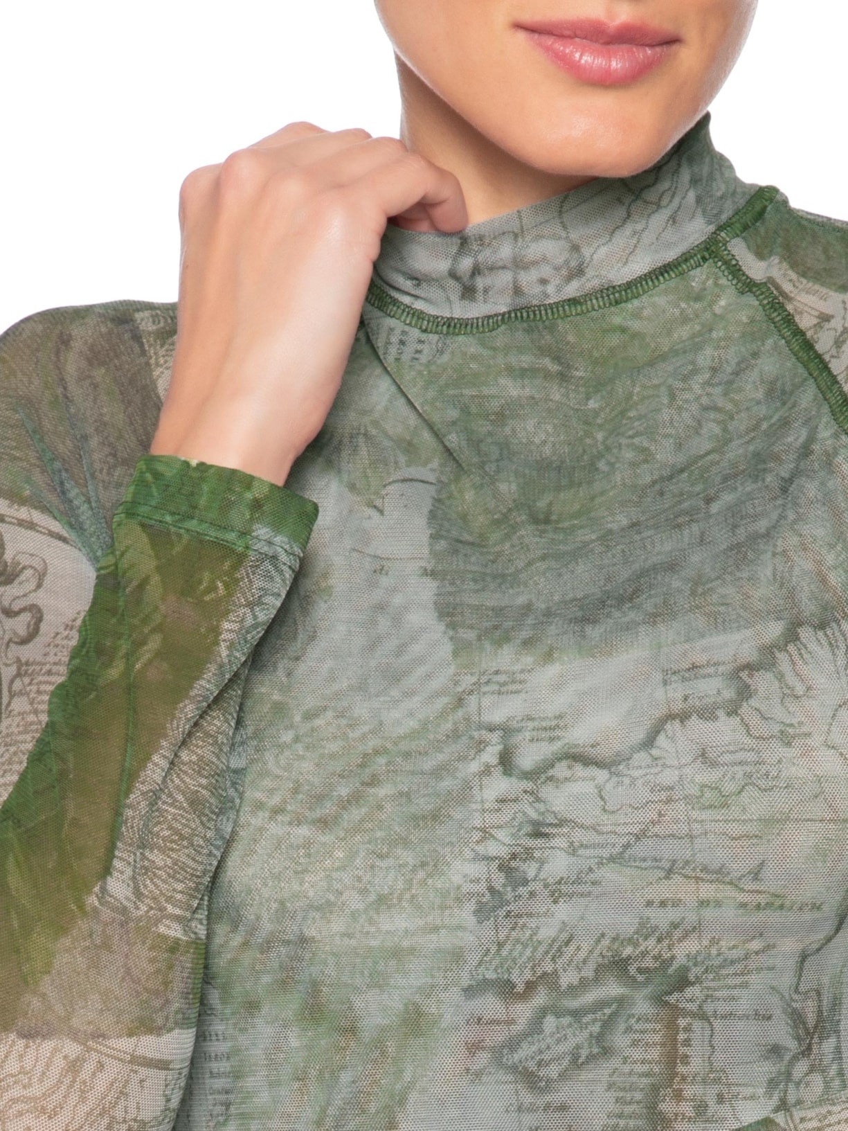 Vestido Tule Recortes Lenço Verde Animale