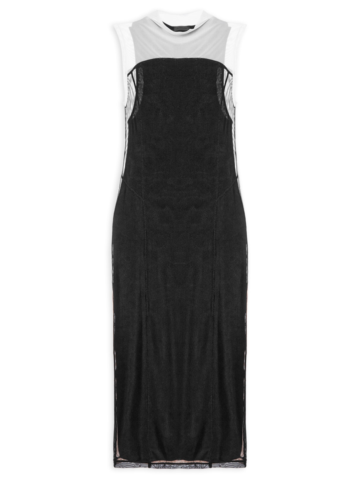 Vestido Tule Recortes Preto Osklen