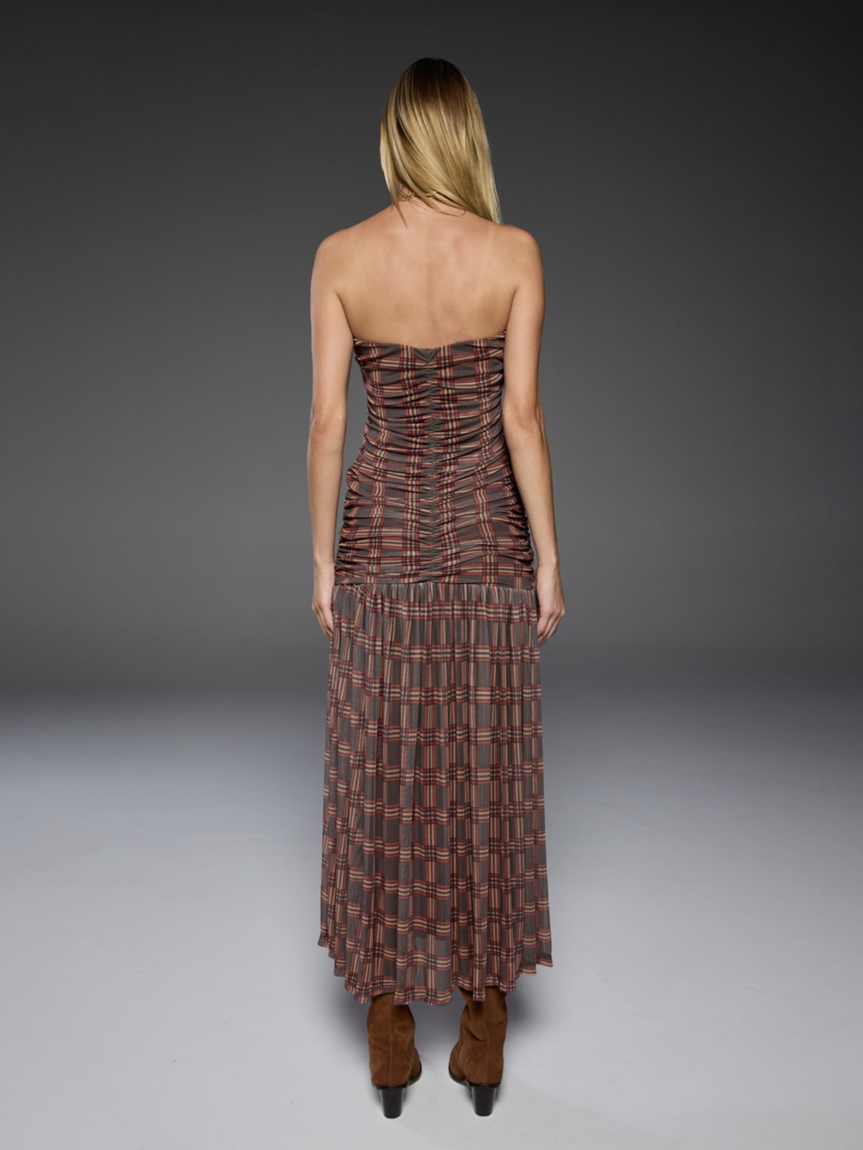 Vestido Tule Scotland I26 Marrom Mixed