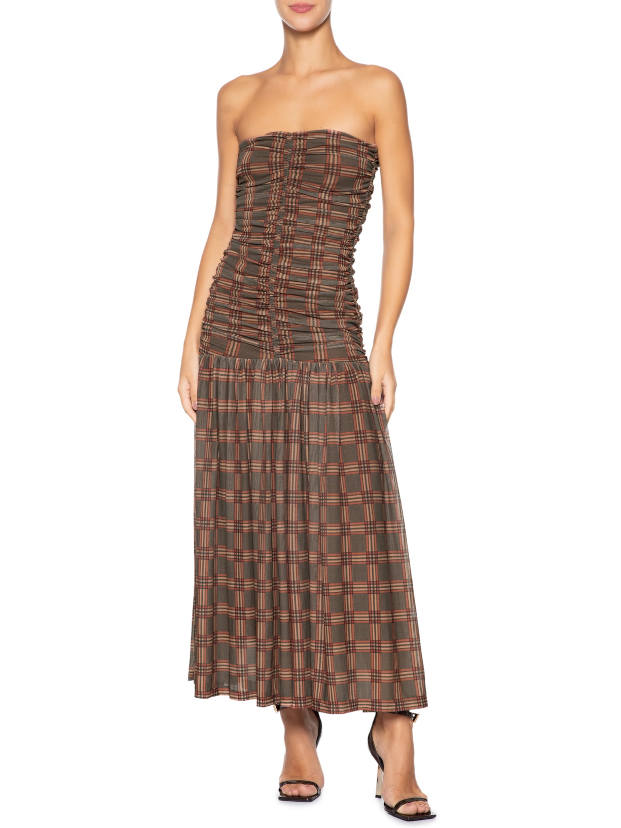 Vestido Tule Scotland I26 Marrom Mixed