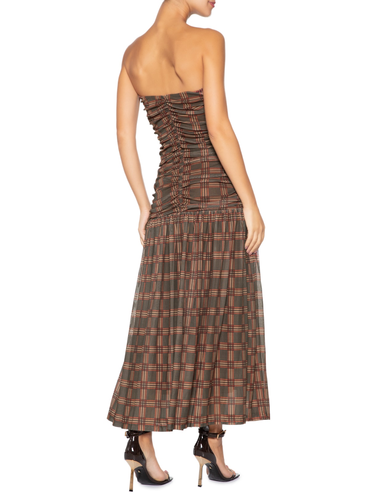 Vestido Tule Scotland I26 Marrom Mixed