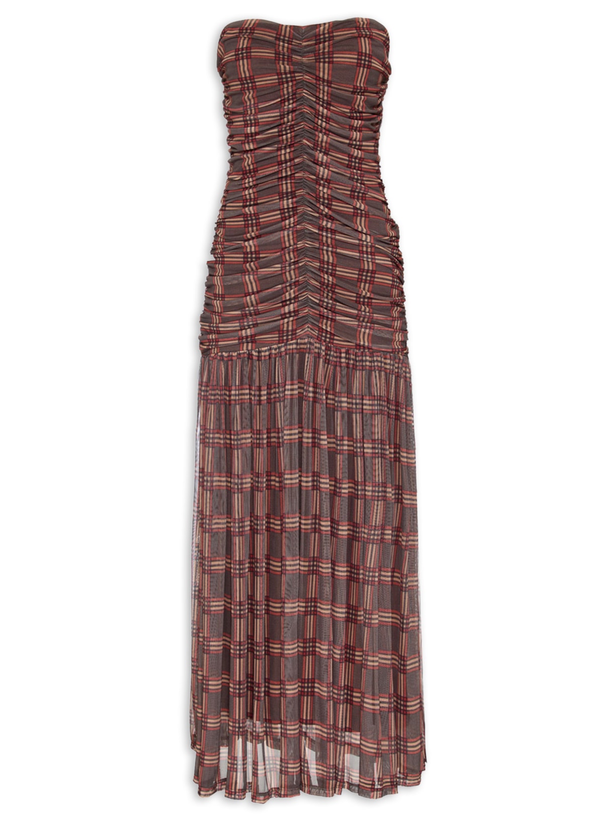 Vestido Tule Scotland I26 Marrom Mixed