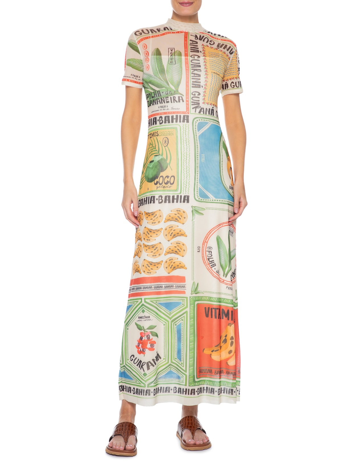 Vestido Tule Selo Coisa Nossa Lenço – Bege Farm