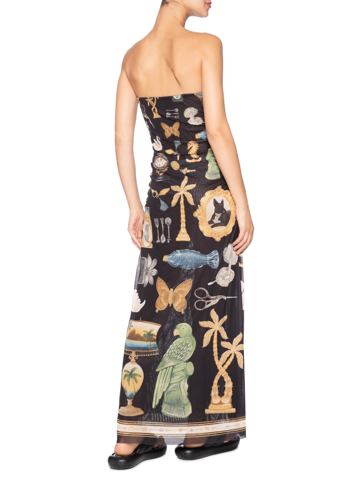 Vestido Tule Sem Alça Bibelô Preto Farm