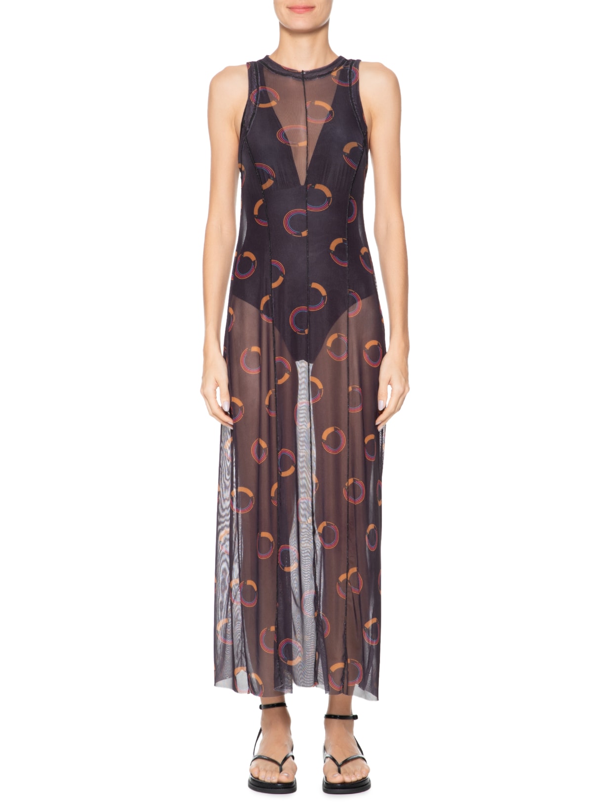 Vestido Tule Tuca Poá Farm Preto - Main Image