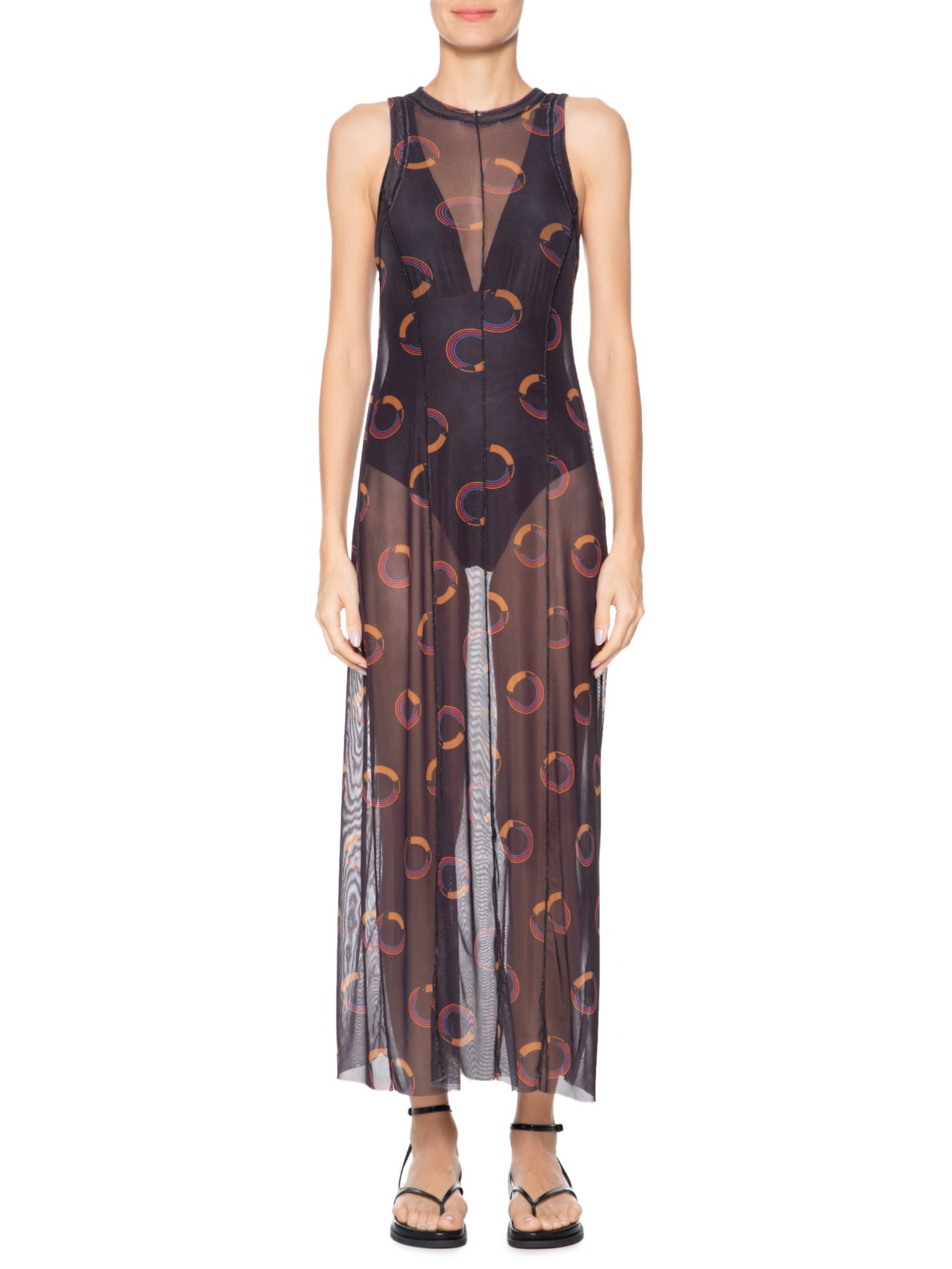 Vestido Tule Tuca Poá Preto Farm