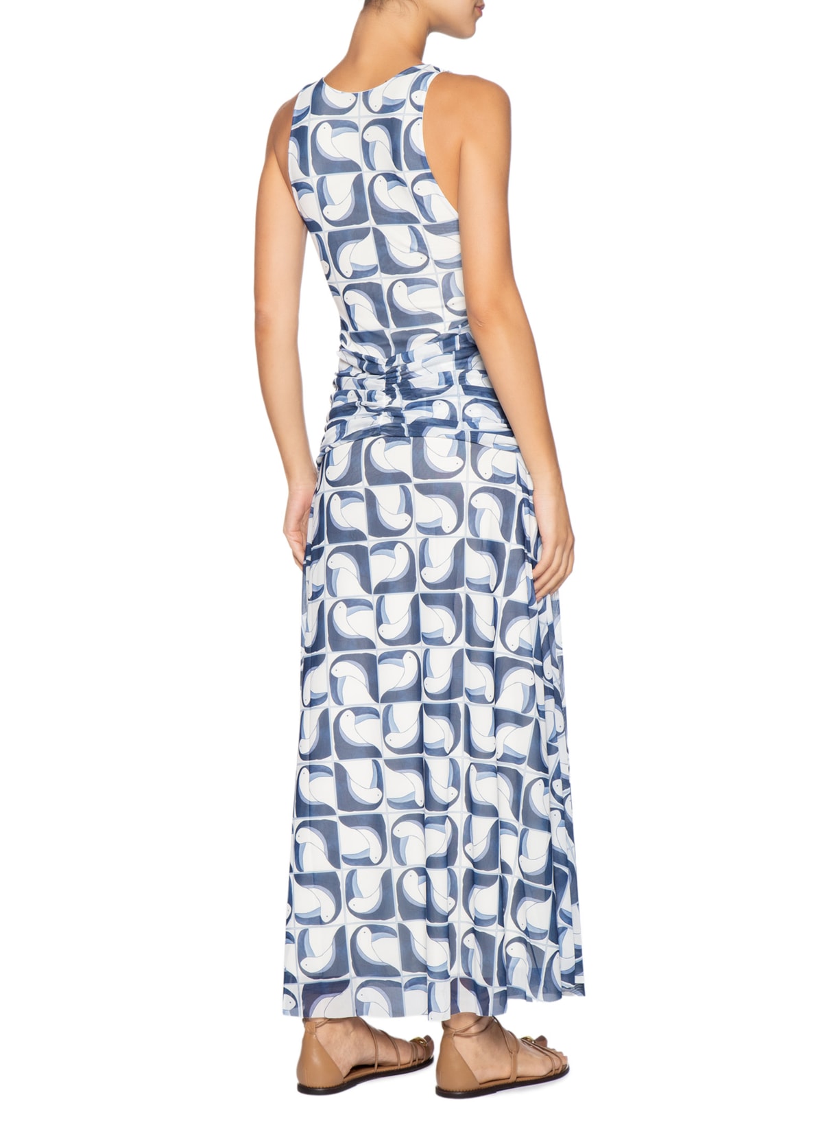 Vestido Tule Tuca Tropical Azul Farm