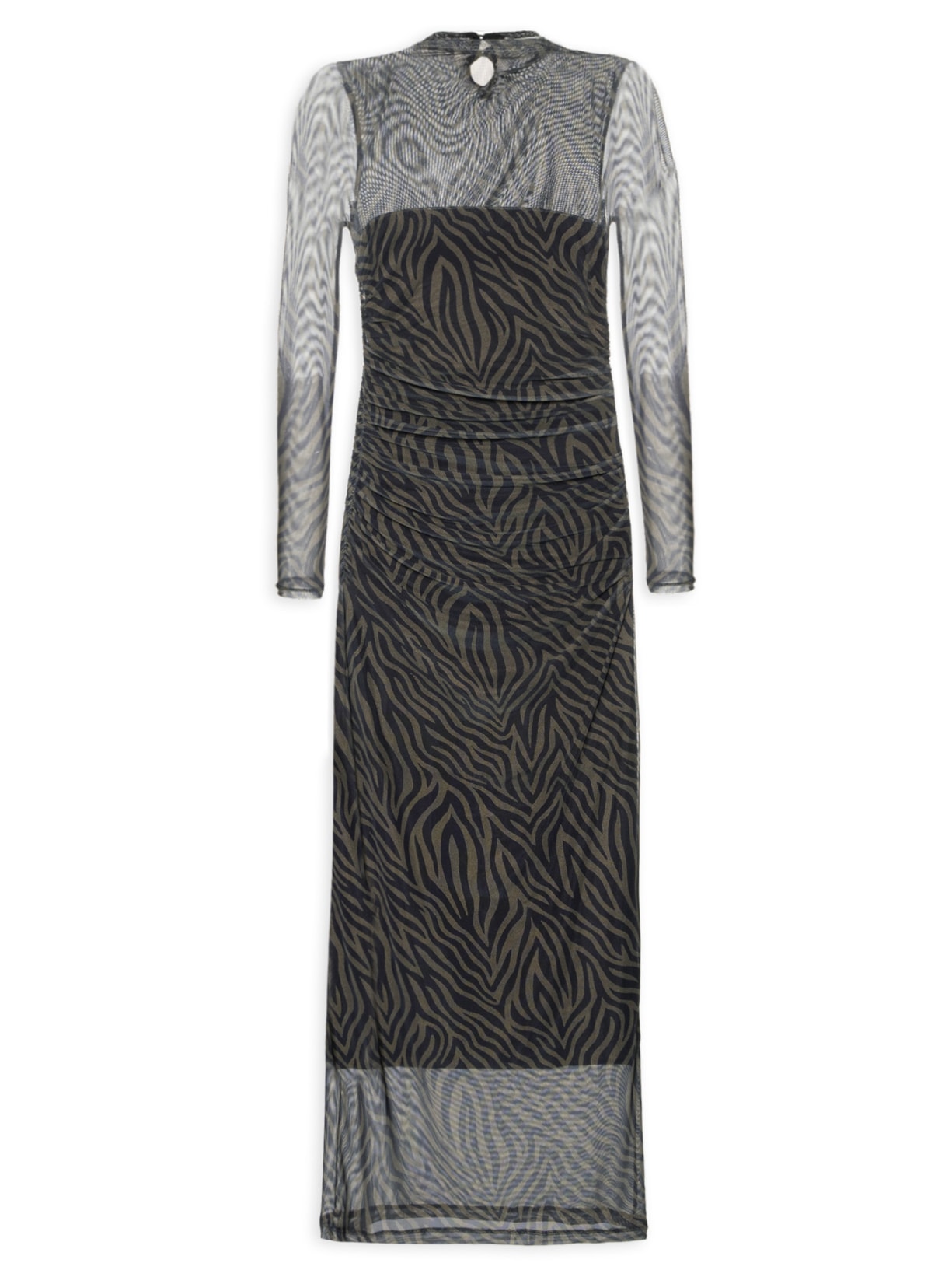 Vestido Tule Zebra Marrom Animale Jeans