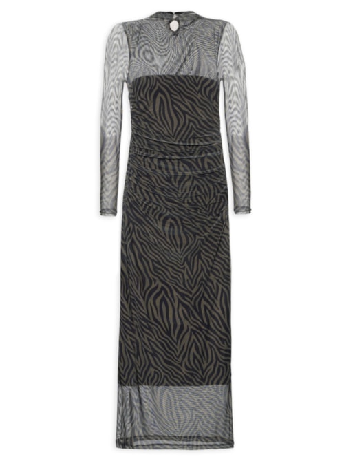 Vestido Tule Zebra - Marrom