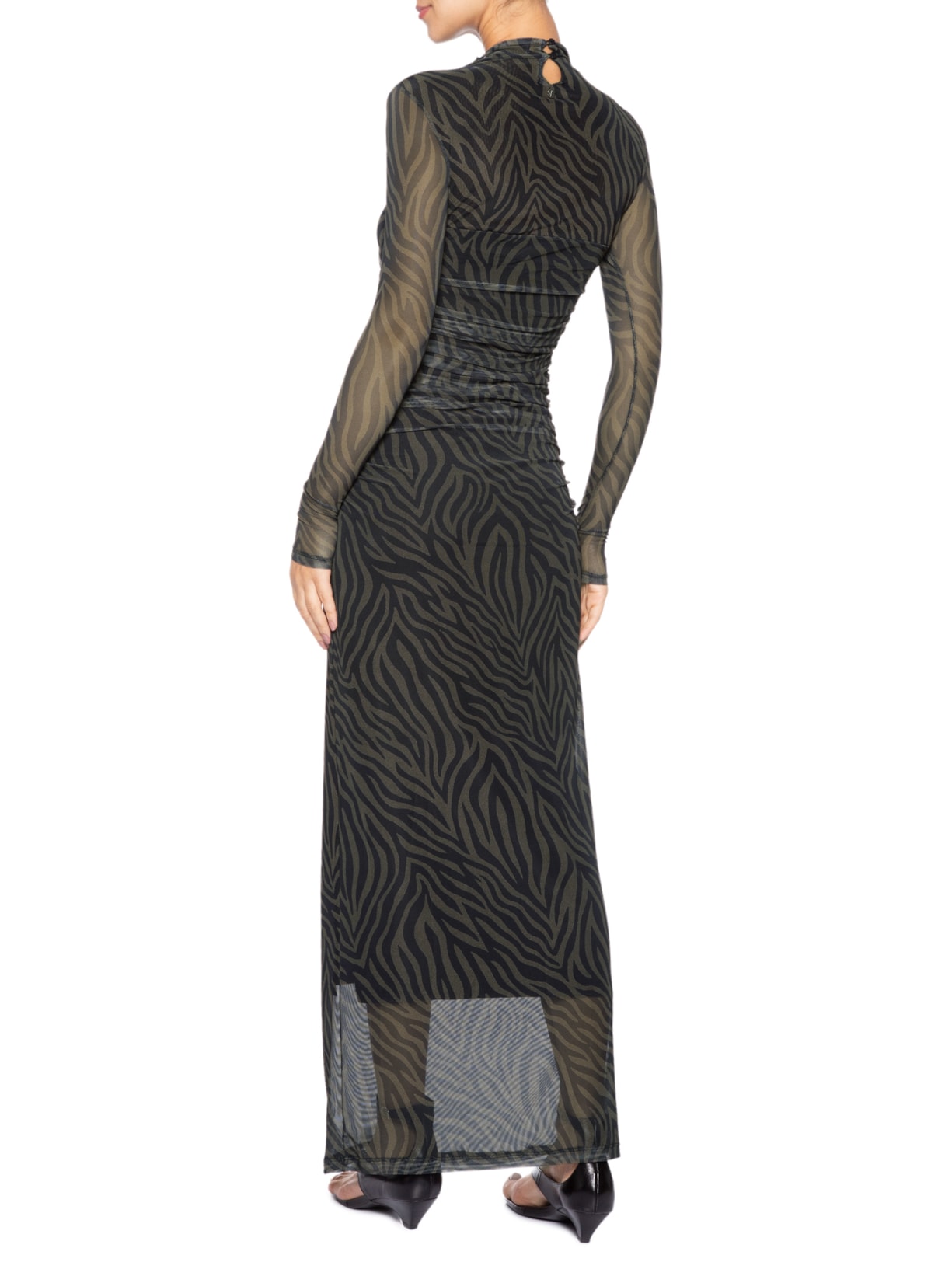 Vestido Tule Zebra Marrom Animale Jeans