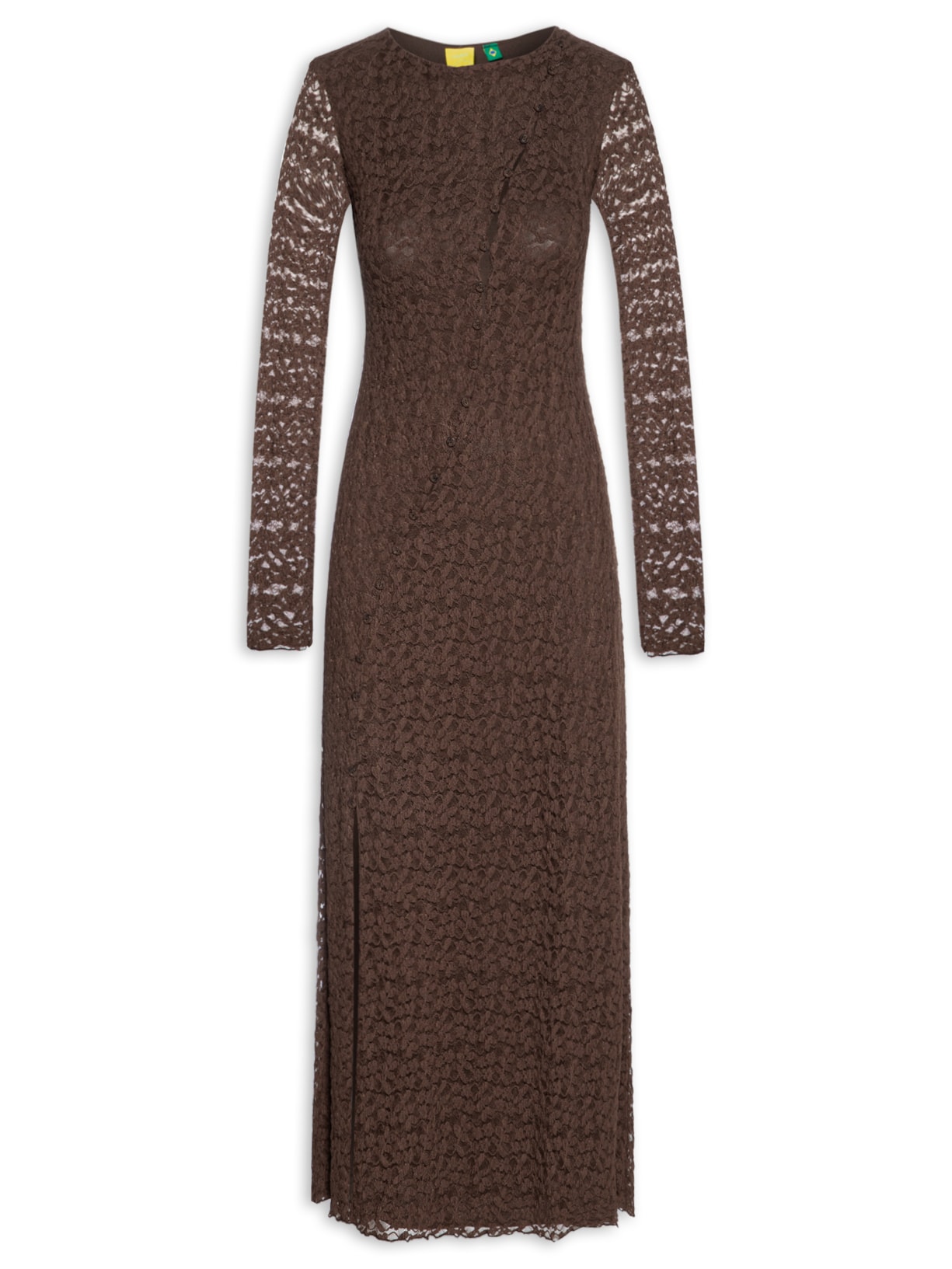 Vestido Túnica Botões Renda - Marrom