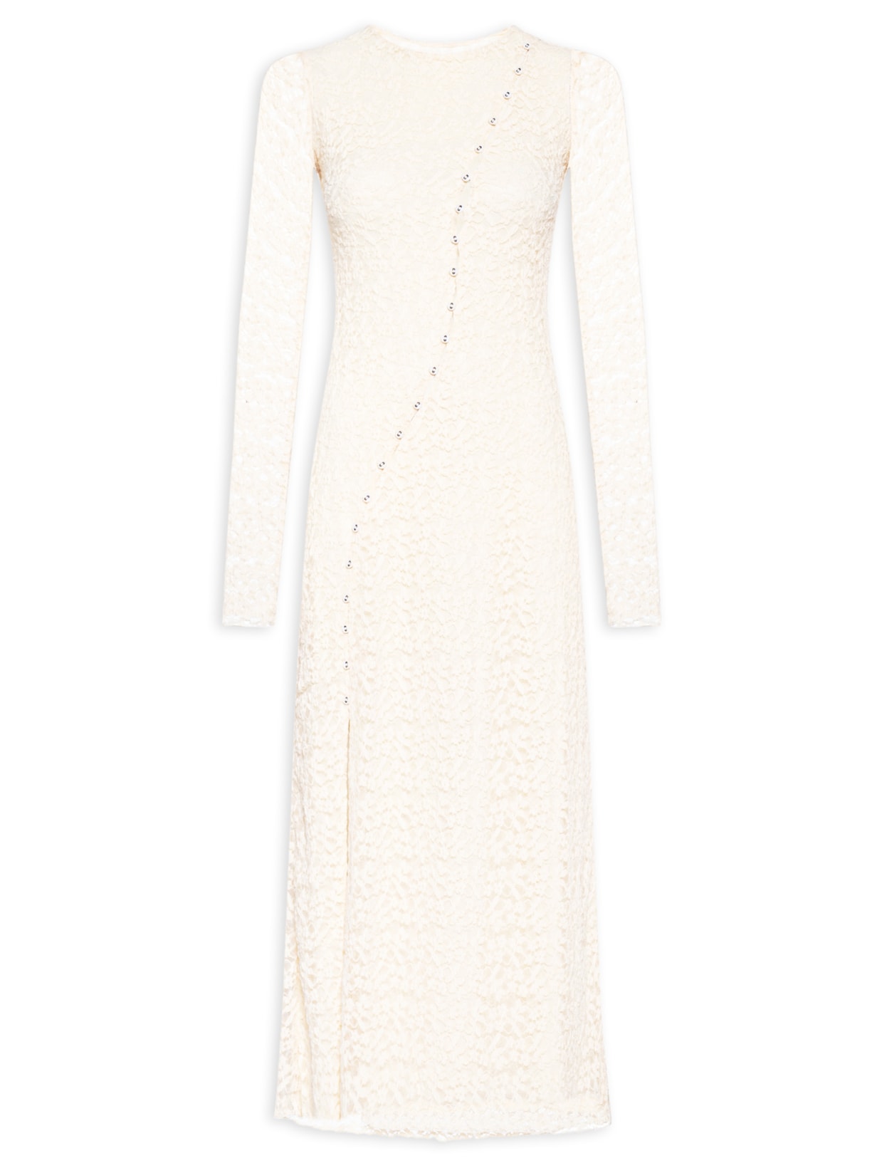 Vestido Túnica Botões Renda - Off White