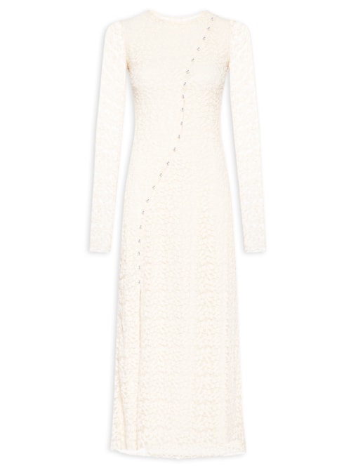 Vestido Túnica Botões Renda - Off White