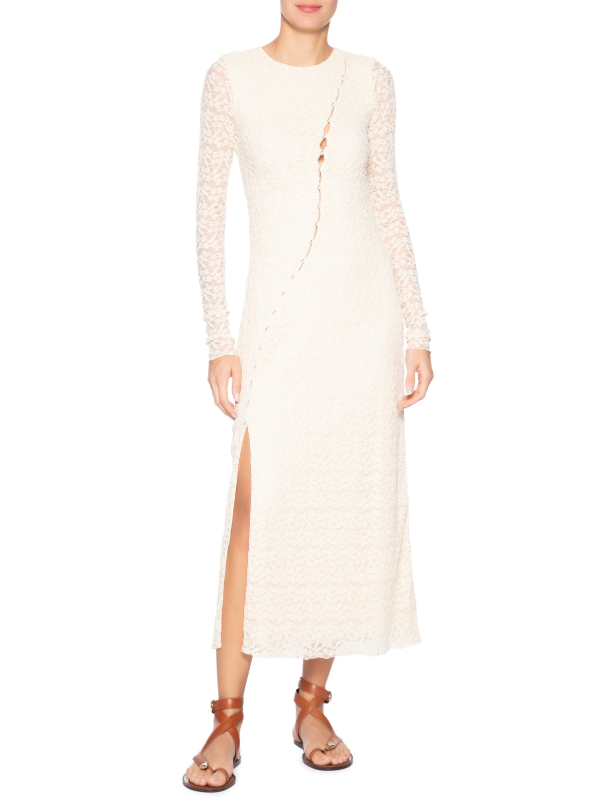 Vestido Túnica Botões Renda Off White Farm