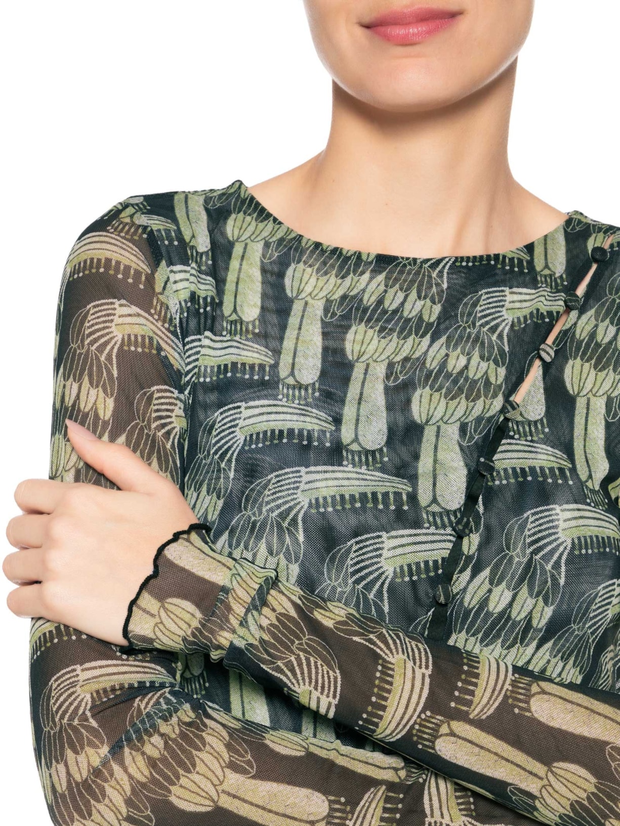 Vestido Túnica Botões Tucanário Preto Farm