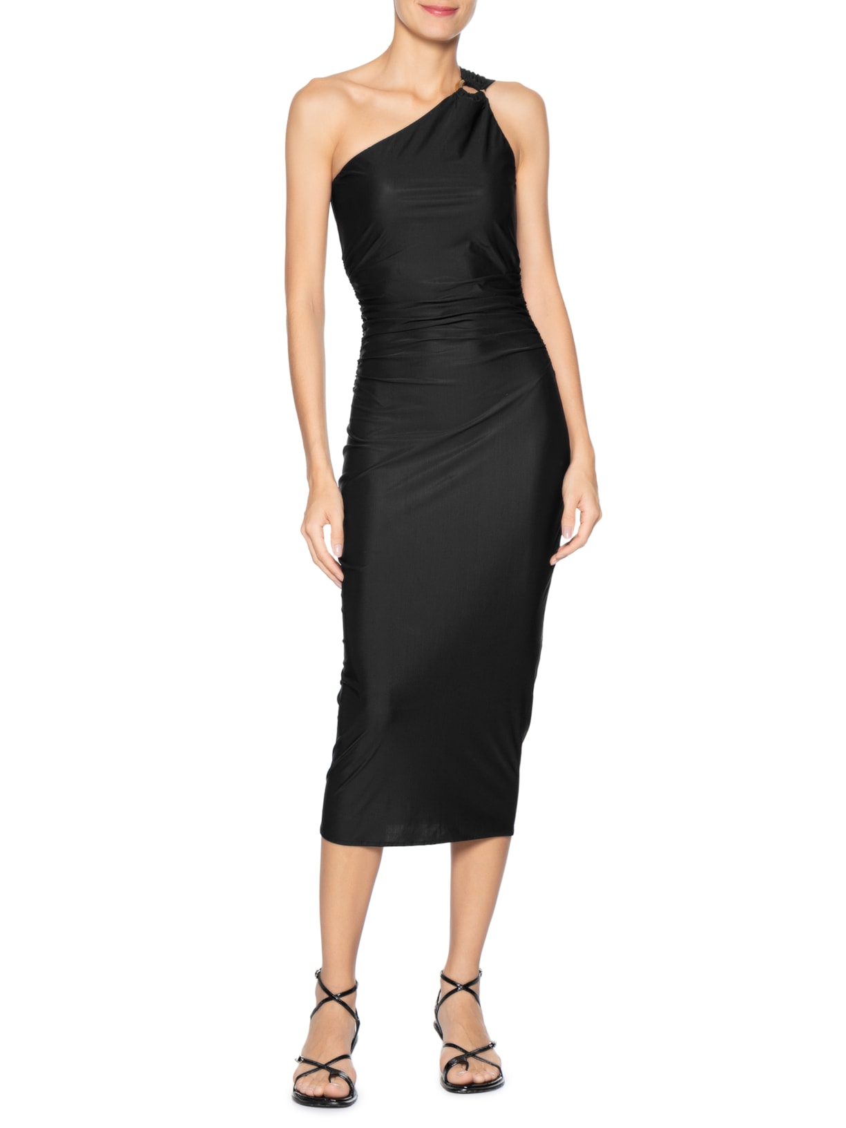 Vestido Um Ombro Acessório Preto Lenny Niemeyer