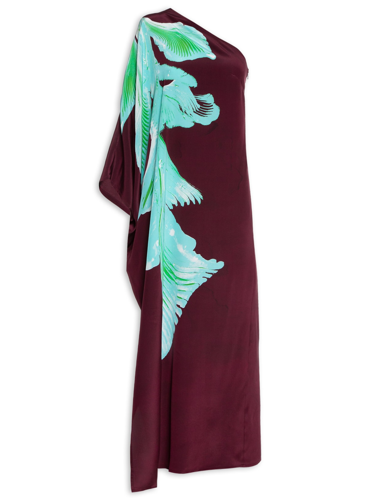 Vestido Um Ombro Seda - Marrom