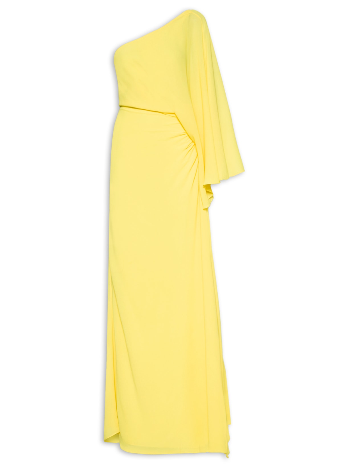 Vestido Um Ombro Só Crepe Ggt - Amarelo