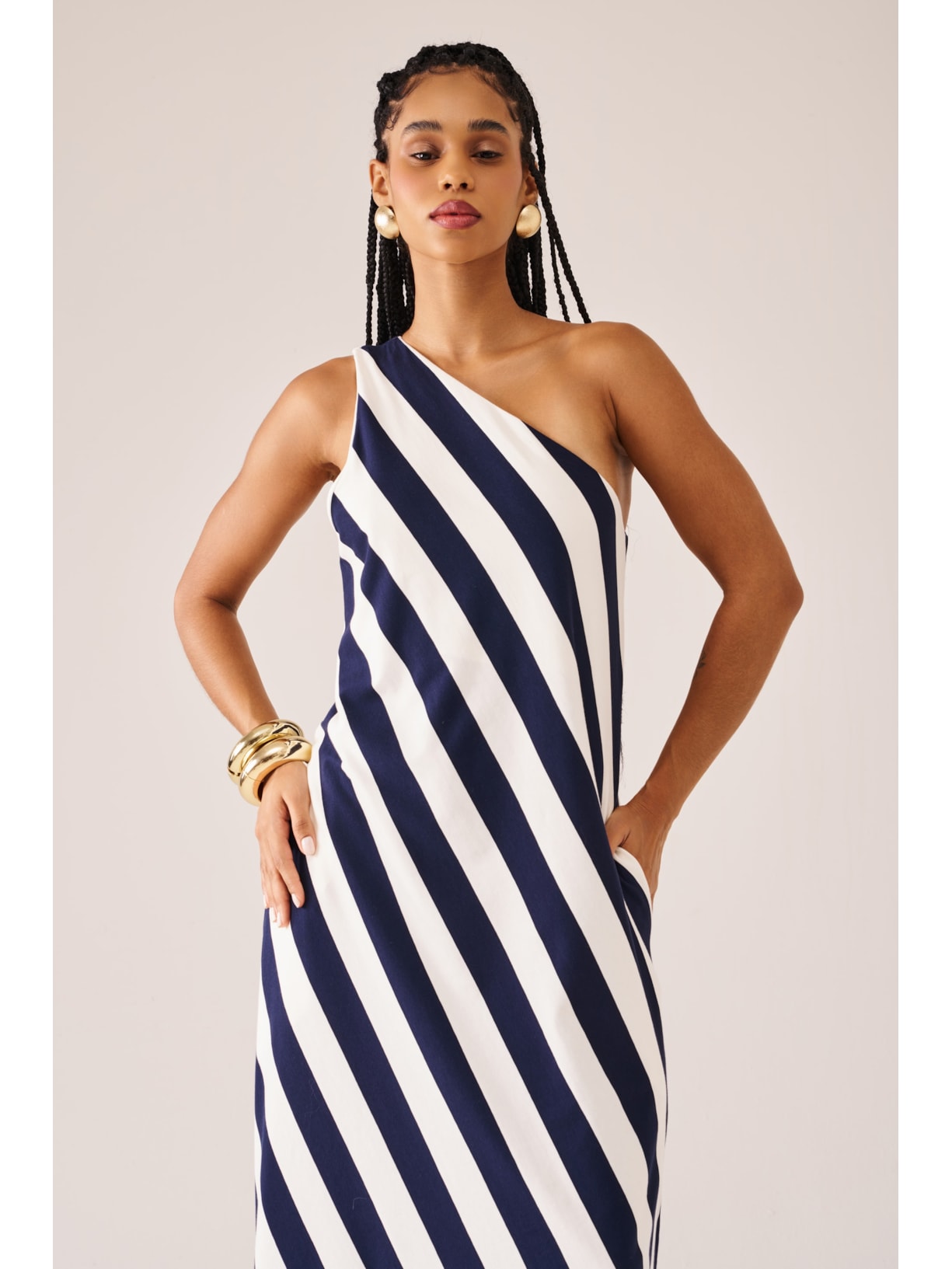 Vestido Um Ombro Só Marinière Suntime