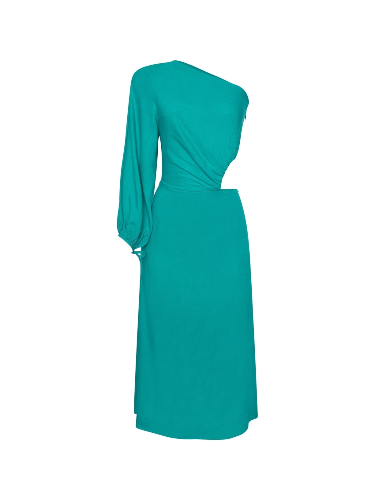 Vestido Um Ombro Só Midi Ostra - Verde