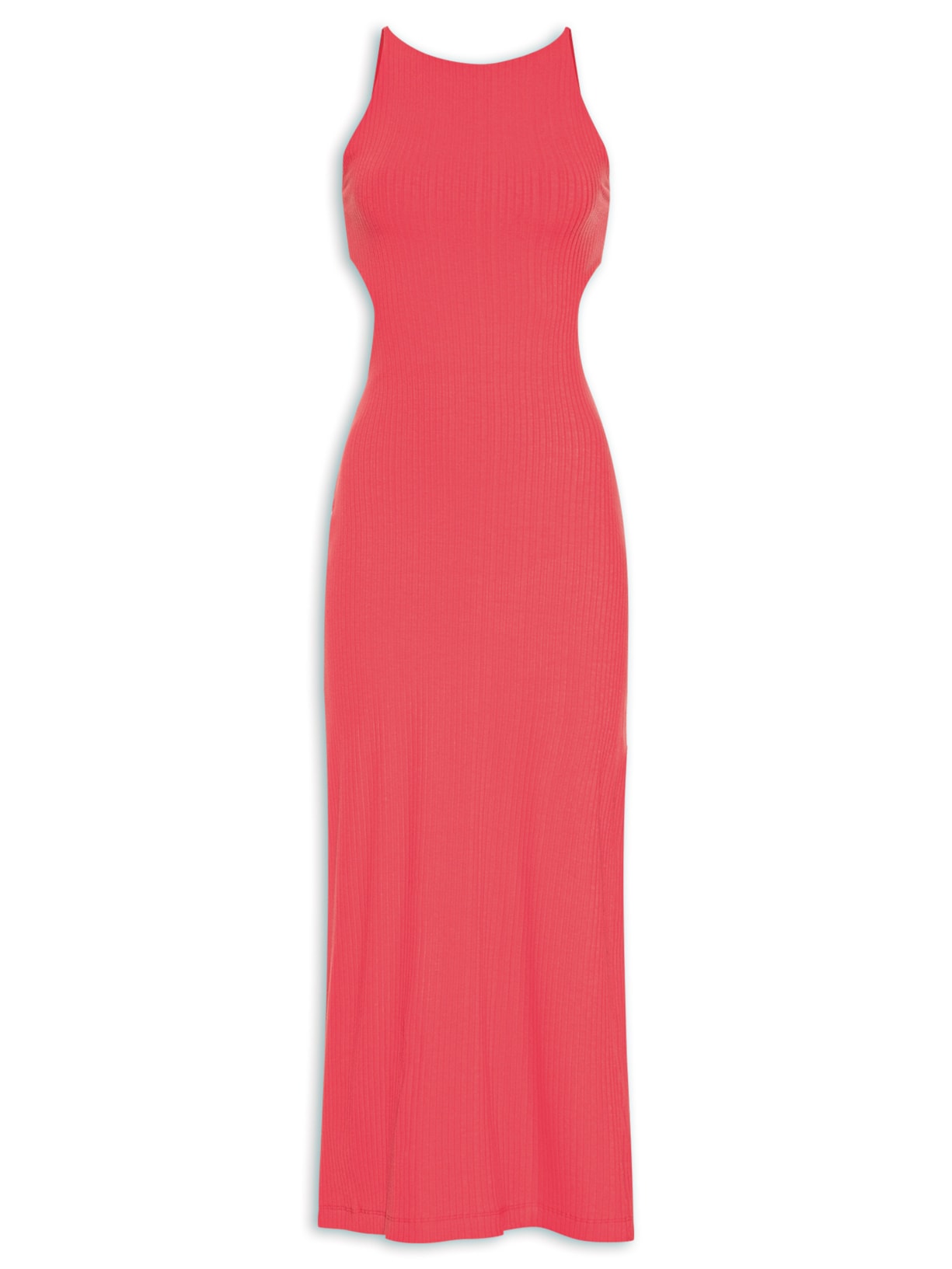 Vestido Vazado Cintura Rib - Vermelho