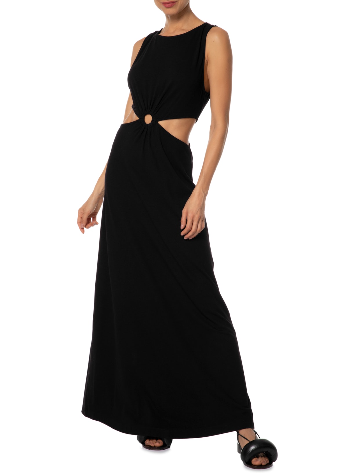 Vestido Vazado Malha Crepe Preto Dress To