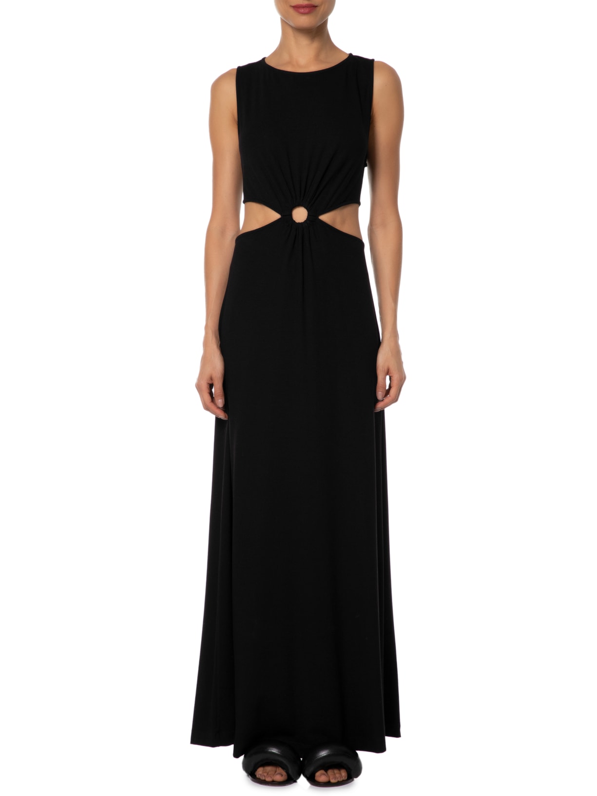 Vestido Vazado Malha Crepe Preto Dress To