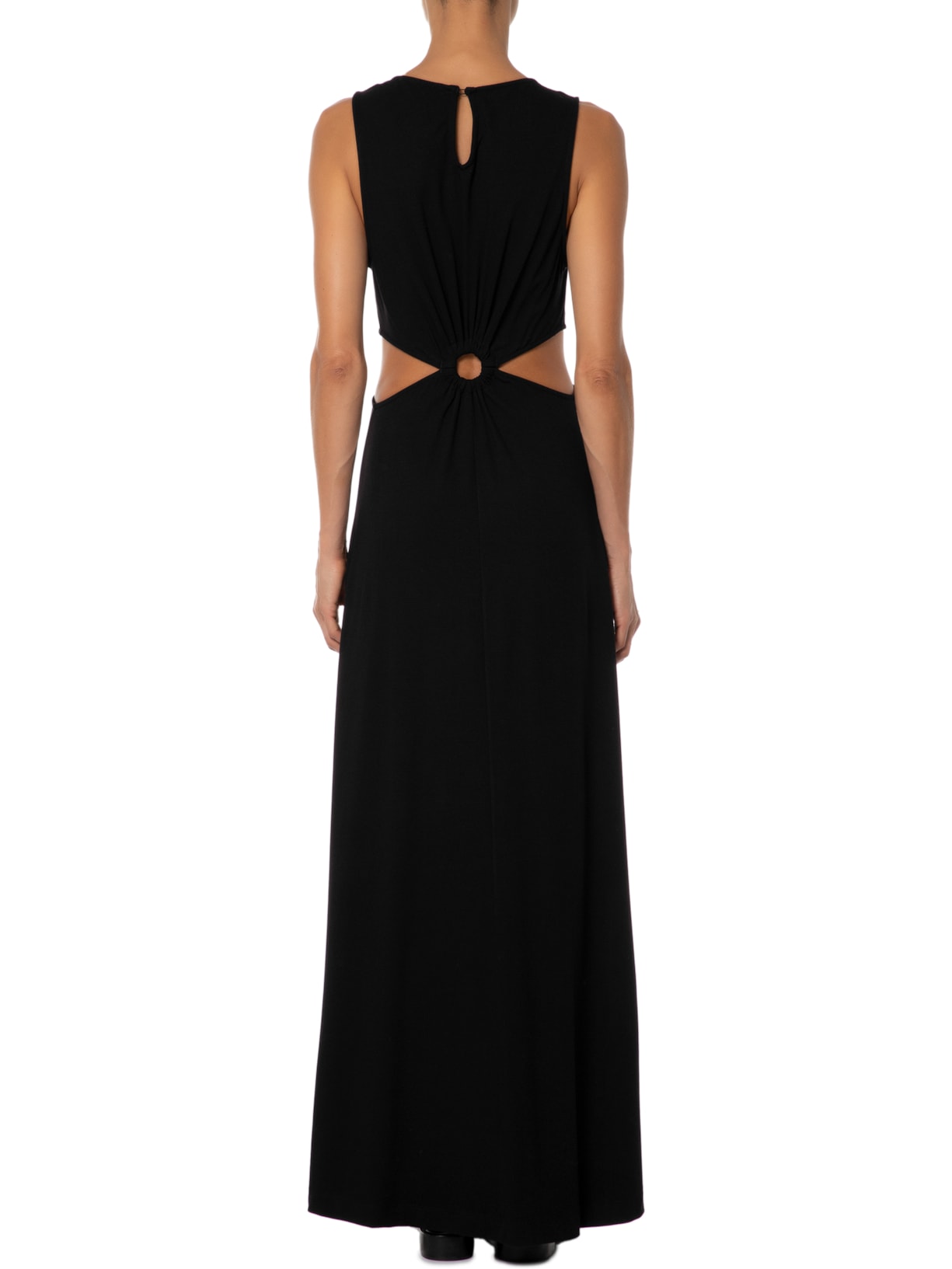 Vestido Vazado Malha Crepe Preto Dress To