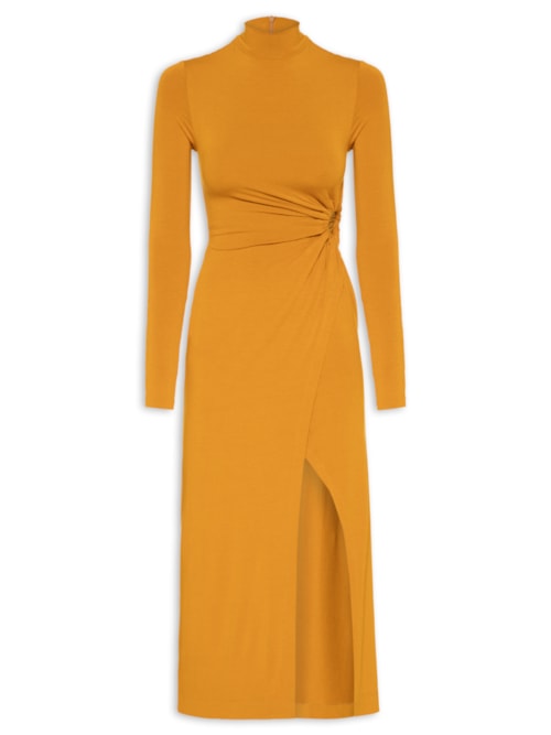 Vestido Vazado Na Cintura Neat - Laranja