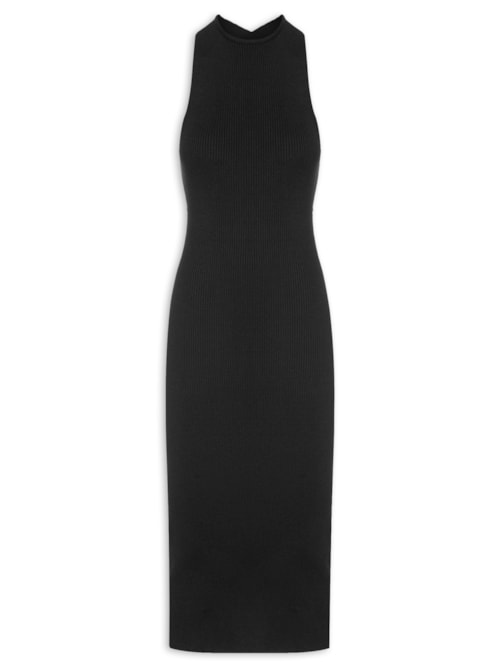 Vestido Vazado Tricot - Preto