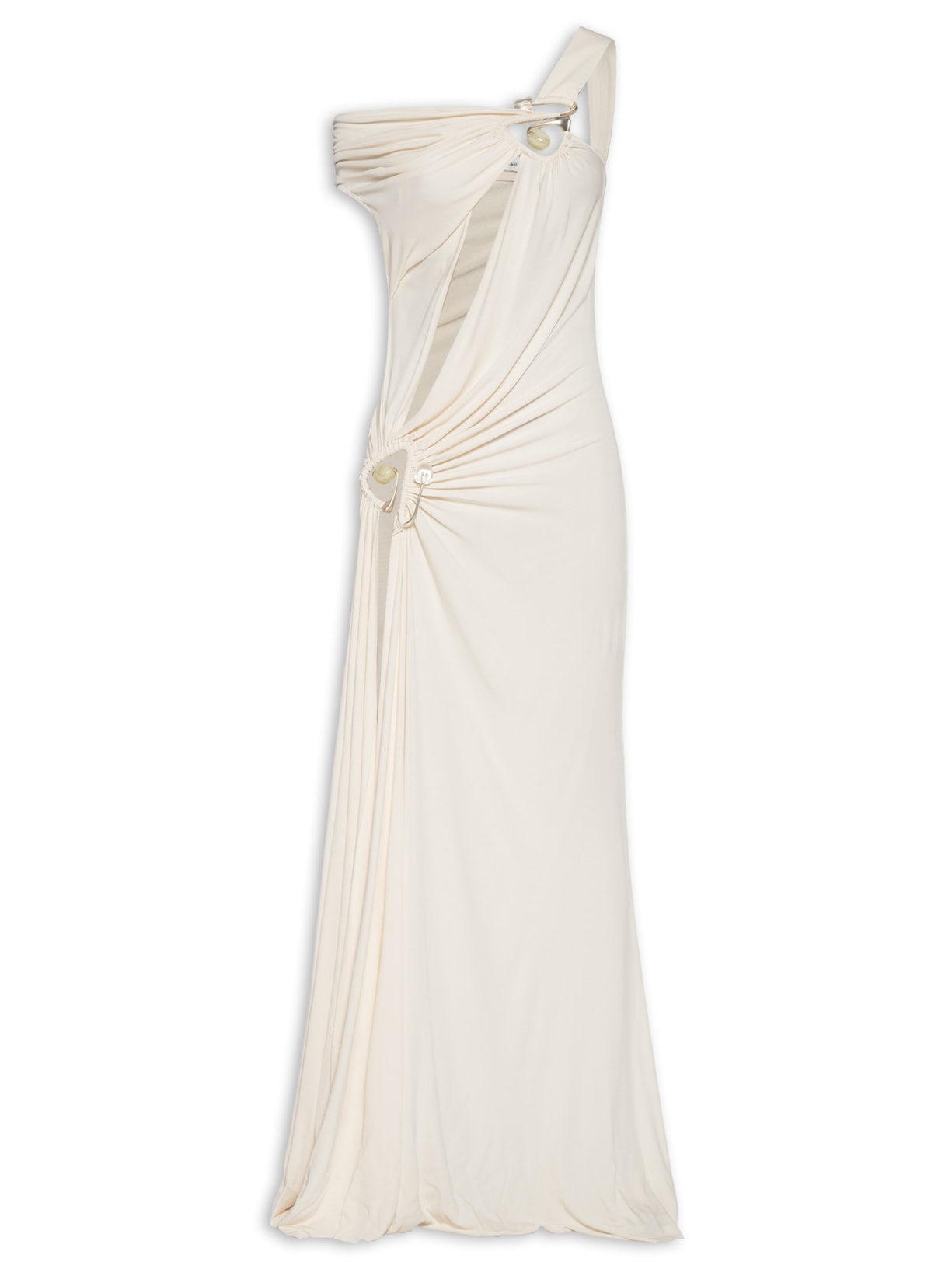 Vestido Veer Spiral Crystal Draped Jersey Off White Christopher Esber