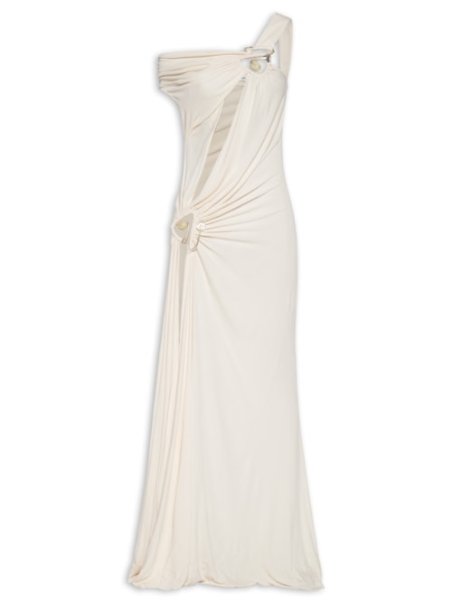 Vestido Veer Spiral Crystal Draped Jersey - Off White