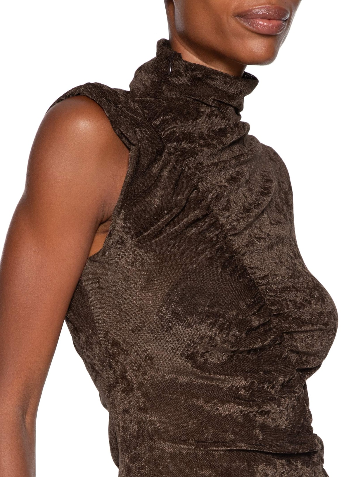 Vestido Velour Marrom Francesca