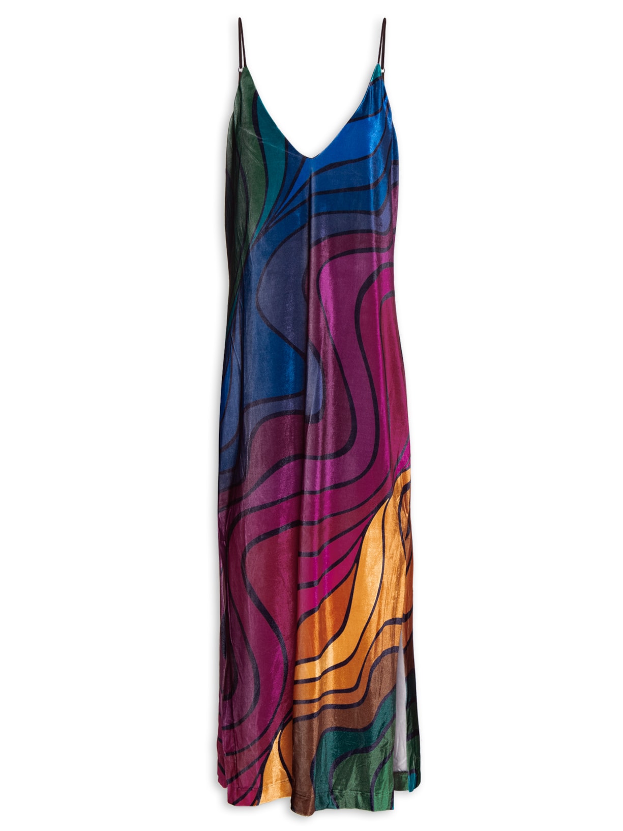 Vestido Veludo Onda De Cor - Preto