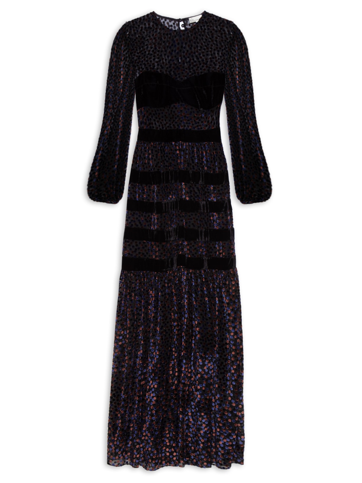 Vestido Veludo Poá Violet - Preto