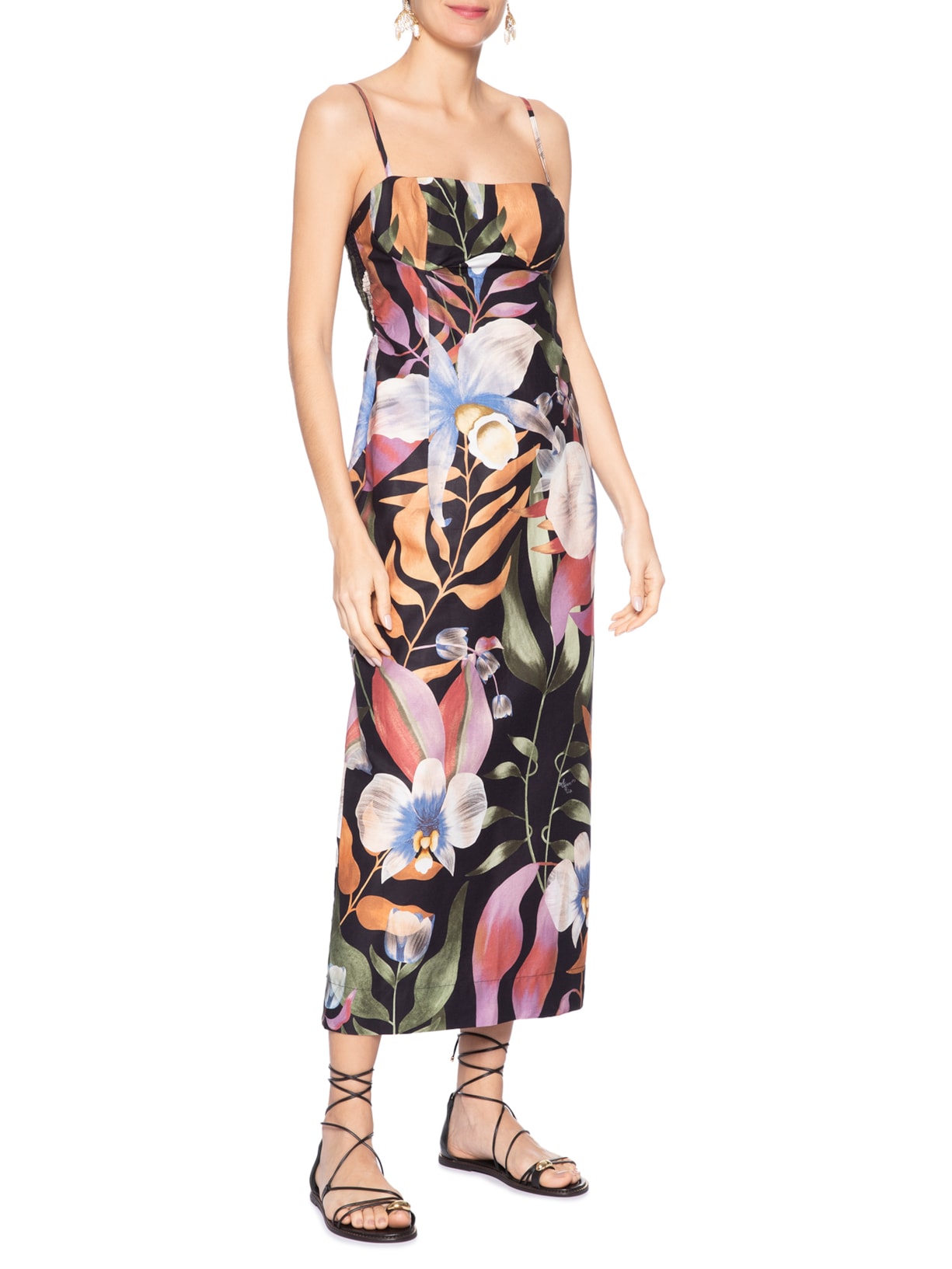 Vestido Vento De Flor Preto Farm