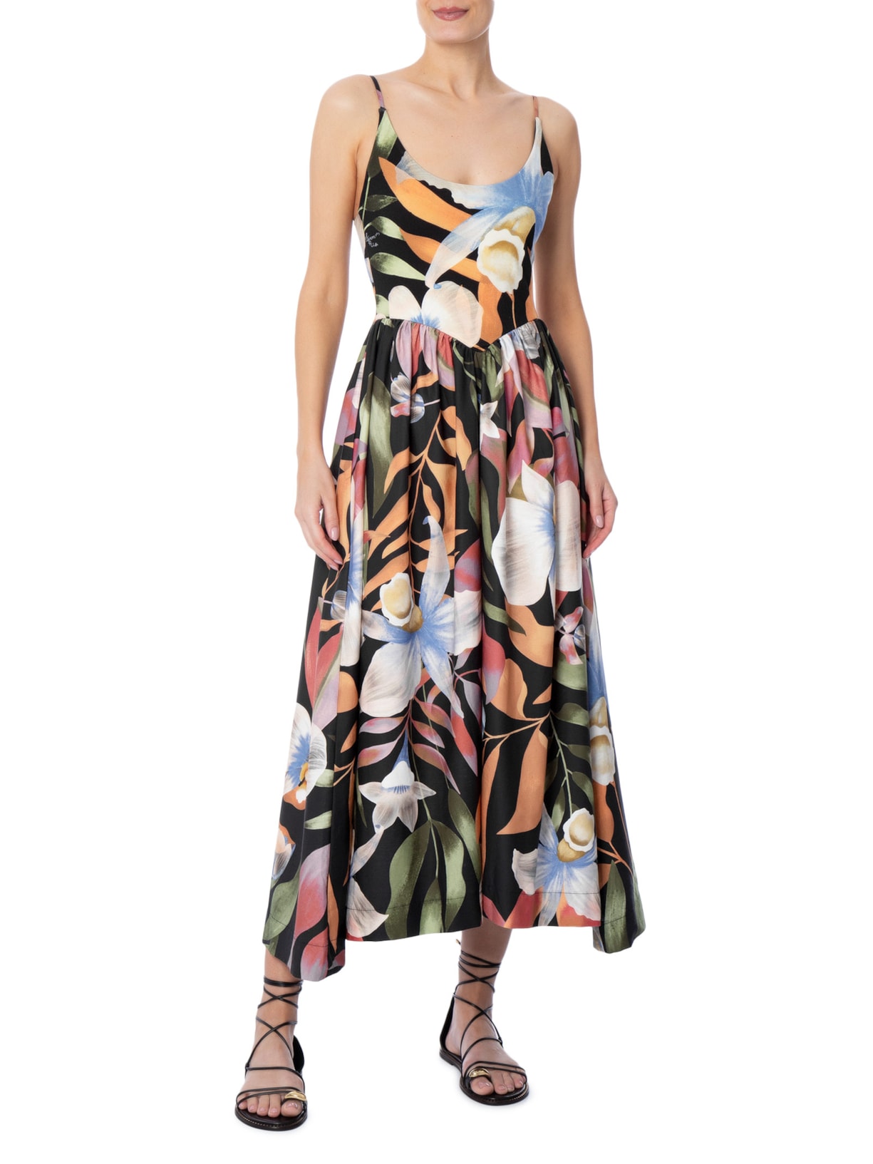 Vestido Vento De Flor Preto Farm