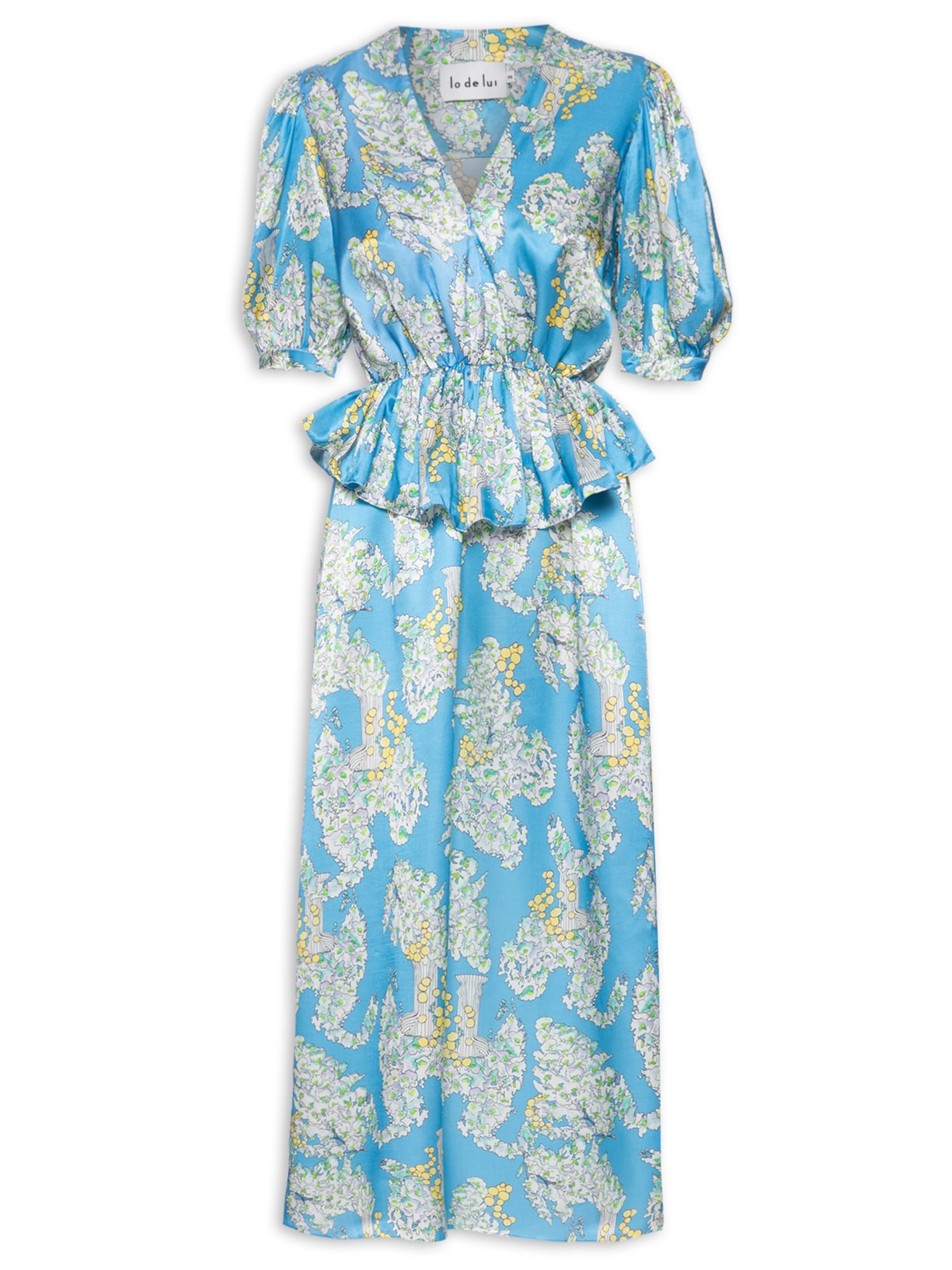 Vestido Vigne Seda Manga - Azul