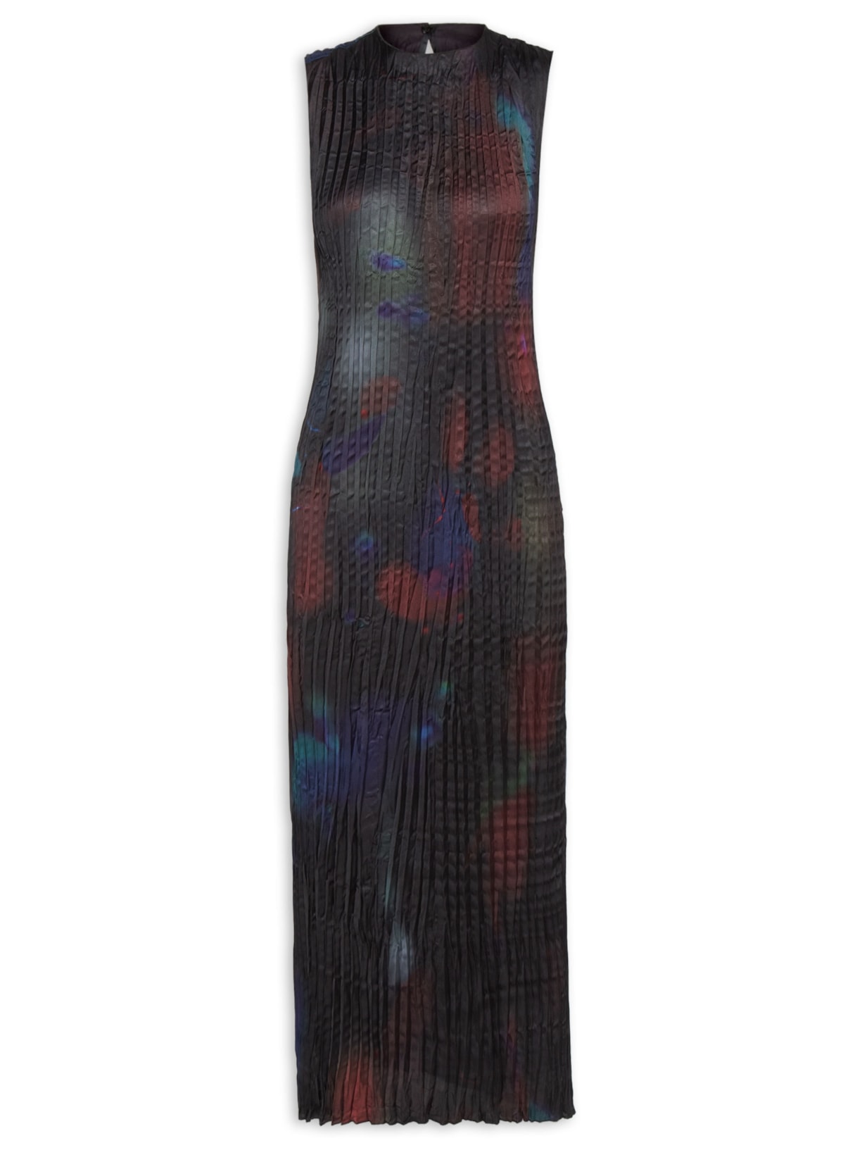 Vestido Wrinckled Satin Rose Blur Double - Preto