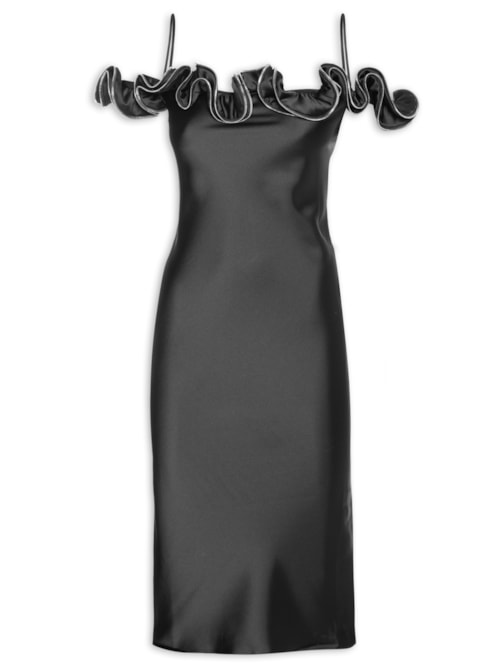 Vestido Zip Ruffles Dress - Preto