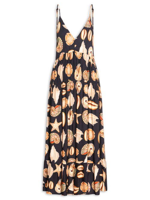 Vestidos Alcinhas Conchas - Preto