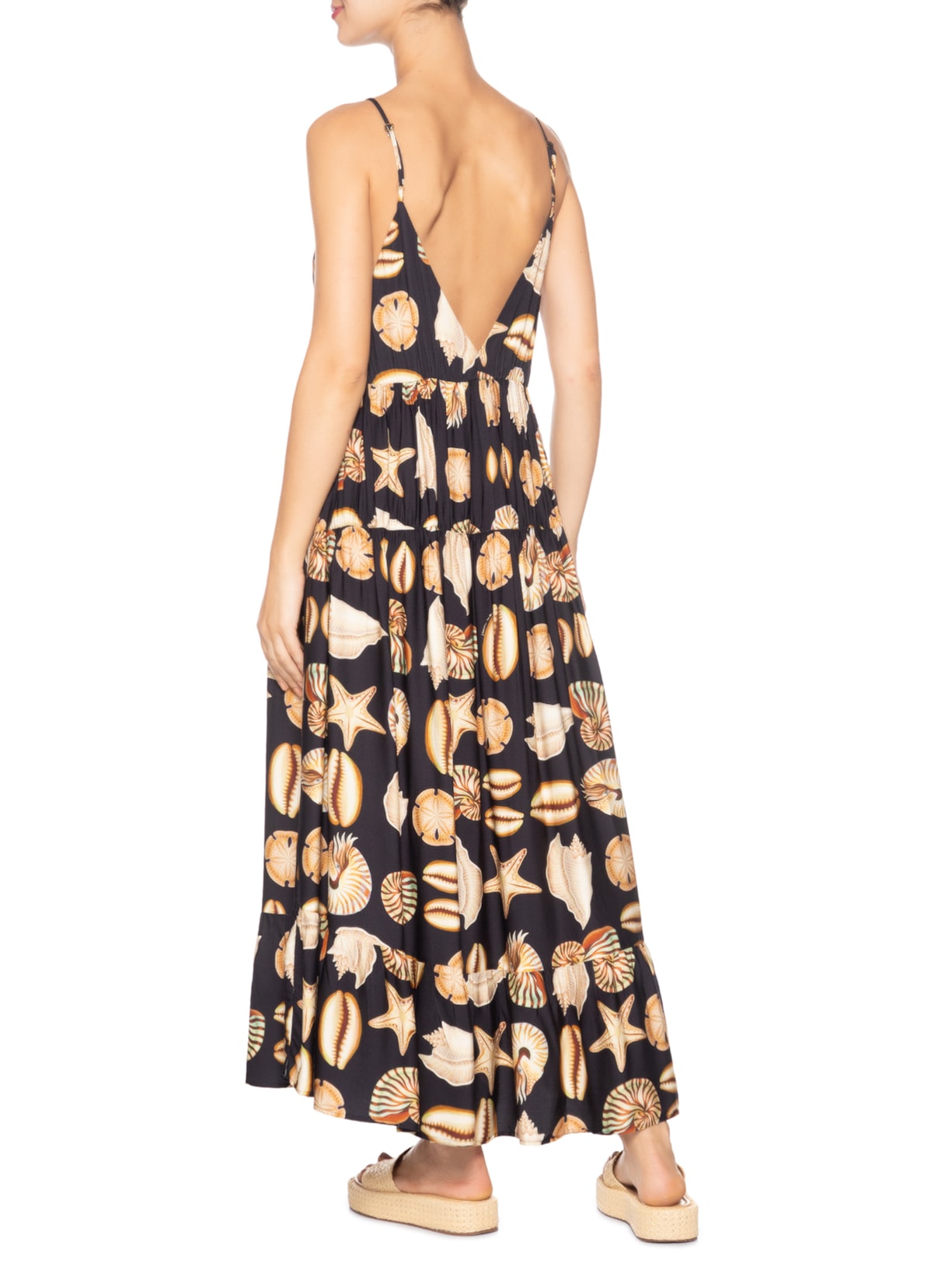 Vestidos Alcinhas Conchas Preto Farm